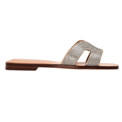 Beige - Front - Aldo Womens-Ladies Diamante Flat Sandals