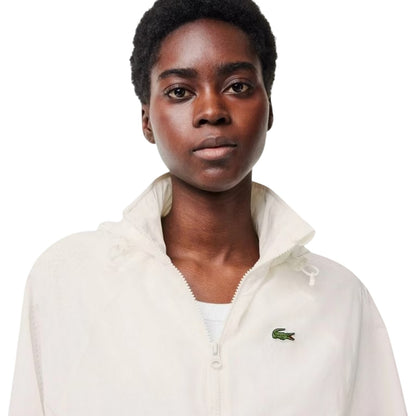 White - Side - Lacoste Womens-Ladies Relaxed Fit Raincoat