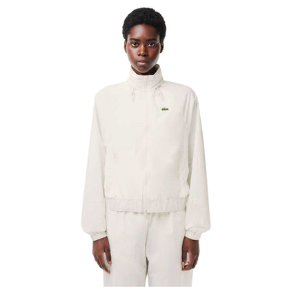 White - Front - Lacoste Womens-Ladies Relaxed Fit Raincoat