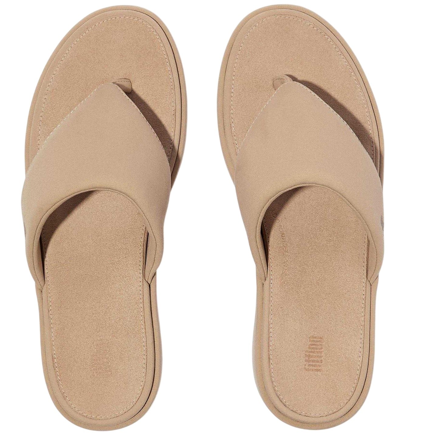Beige - Back - Fit Flop Womens-Ladies Denim Wedge Sandals