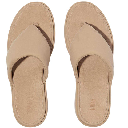 Beige - Back - Fit Flop Womens-Ladies Denim Wedge Sandals