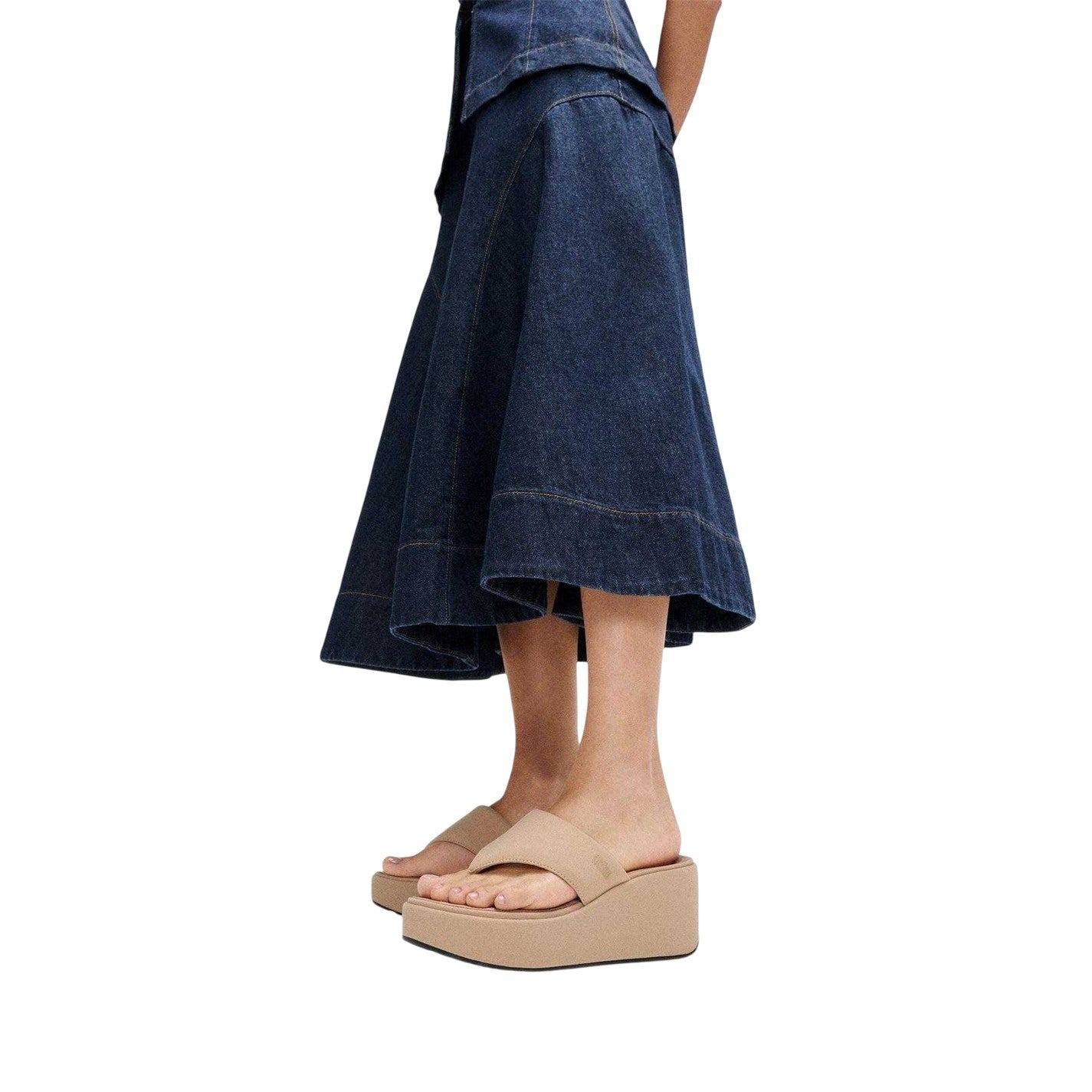 Beige - Lifestyle - Fit Flop Womens-Ladies Denim Wedge Sandals