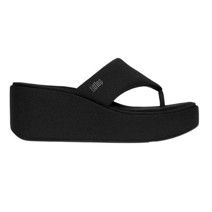 All Black - Front - Fit Flop Womens-Ladies Denim Wedge Sandals