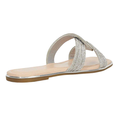 Silver - Back - Dune London Womens-Ladies Lo Lavenham Flat Slide