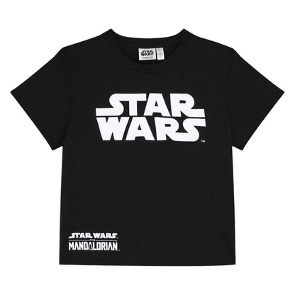 Black - Back - Star Wars The Mandalorian Childrens-Kids Grogu T-Shirt & Shorts Set