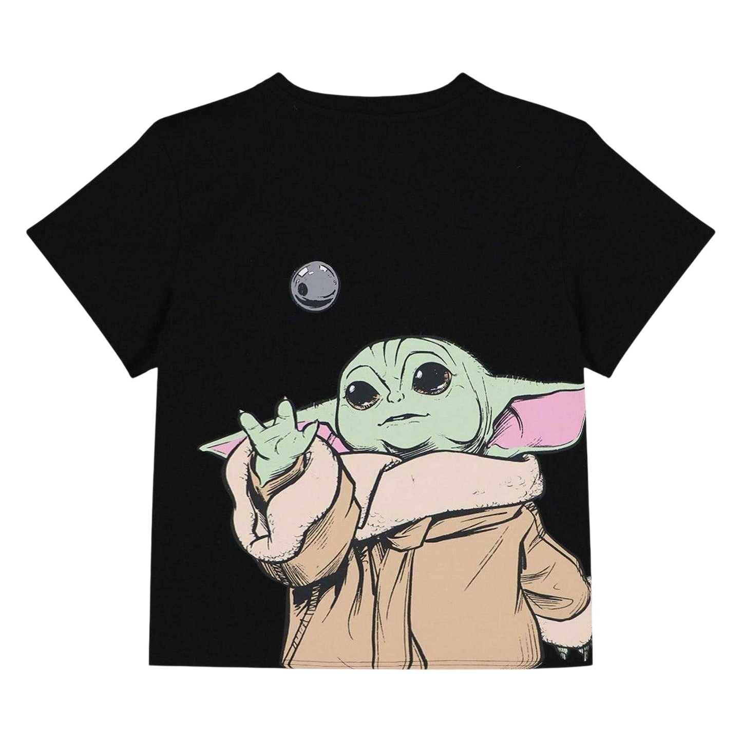 Black - Side - Star Wars The Mandalorian Childrens-Kids Grogu T-Shirt & Shorts Set