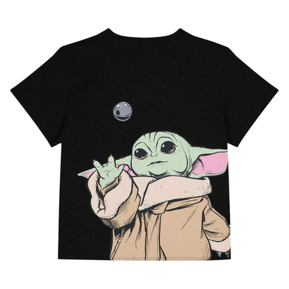 Black - Side - Star Wars The Mandalorian Childrens-Kids Grogu T-Shirt & Shorts Set