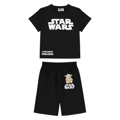 Black - Front - Star Wars The Mandalorian Childrens-Kids Grogu T-Shirt & Shorts Set