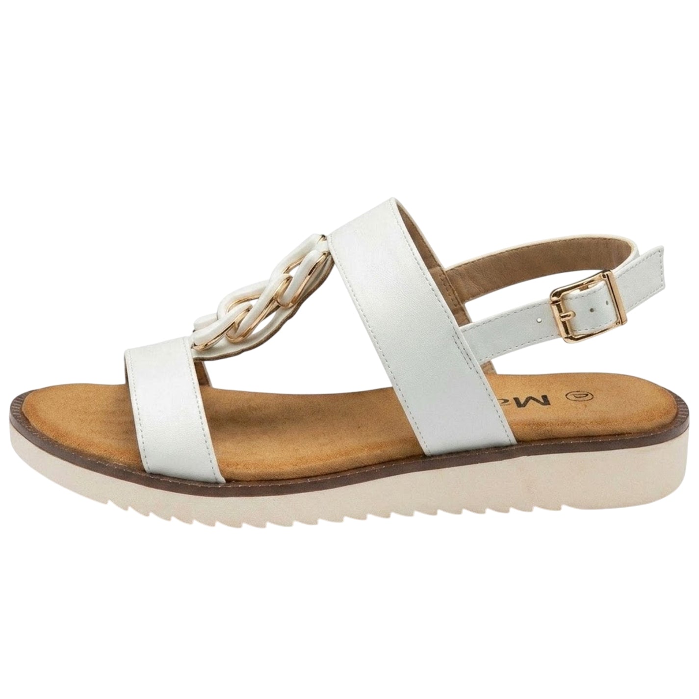White - Back - Lotus Shoes Womens-Ladies Joana Chain Detail Sandals