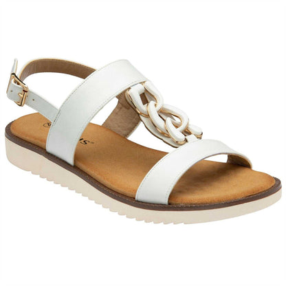 White - Side - Lotus Shoes Womens-Ladies Joana Chain Detail Sandals