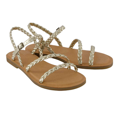 Gold - Pack Shot - Toms Womens-Ladies Kira Flat Gladiator Sandals