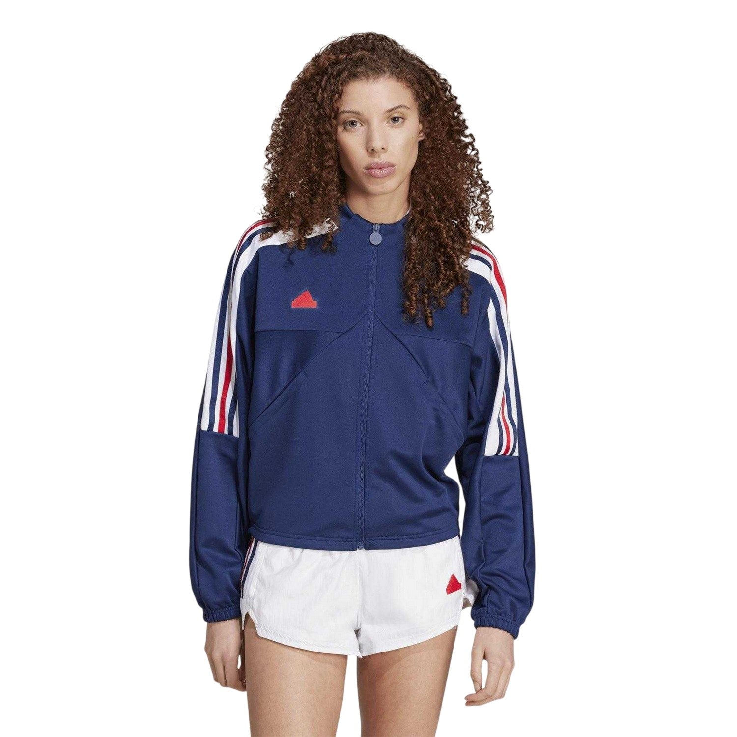 Team Navy Blue - Pack Shot - Adidas Womens-Ladies Tiro 3 Stripes Tracksuit Top
