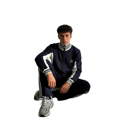 Blue - Side - Slazenger Mens Off-Court Terrace Striped Relaxed Fit Tracksuit Top