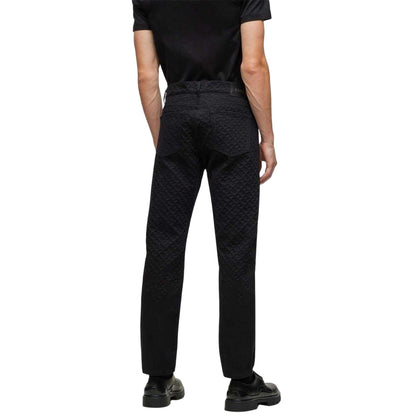 Black - Back - Boss Mens Denim Geometric 5 Pockets Straight Leg Jeans