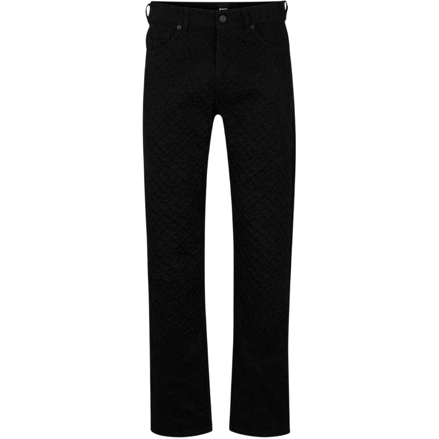 Black - Front - Boss Mens Denim Geometric 5 Pockets Straight Leg Jeans