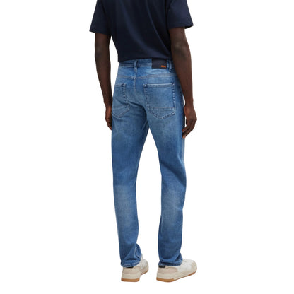Turquoise-Aqua - Back - Boss Mens Taber 5 Pockets Straight Leg Jeans