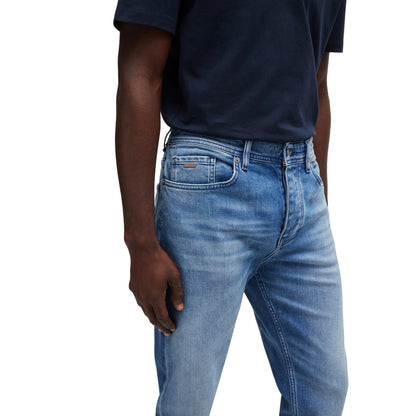 Turquoise-Aqua - Side - Boss Mens Taber 5 Pockets Straight Leg Jeans