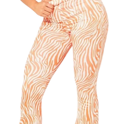Orange - Lifestyle - Missy Empire Womens-Ladies Zebra Print Flared Trousers