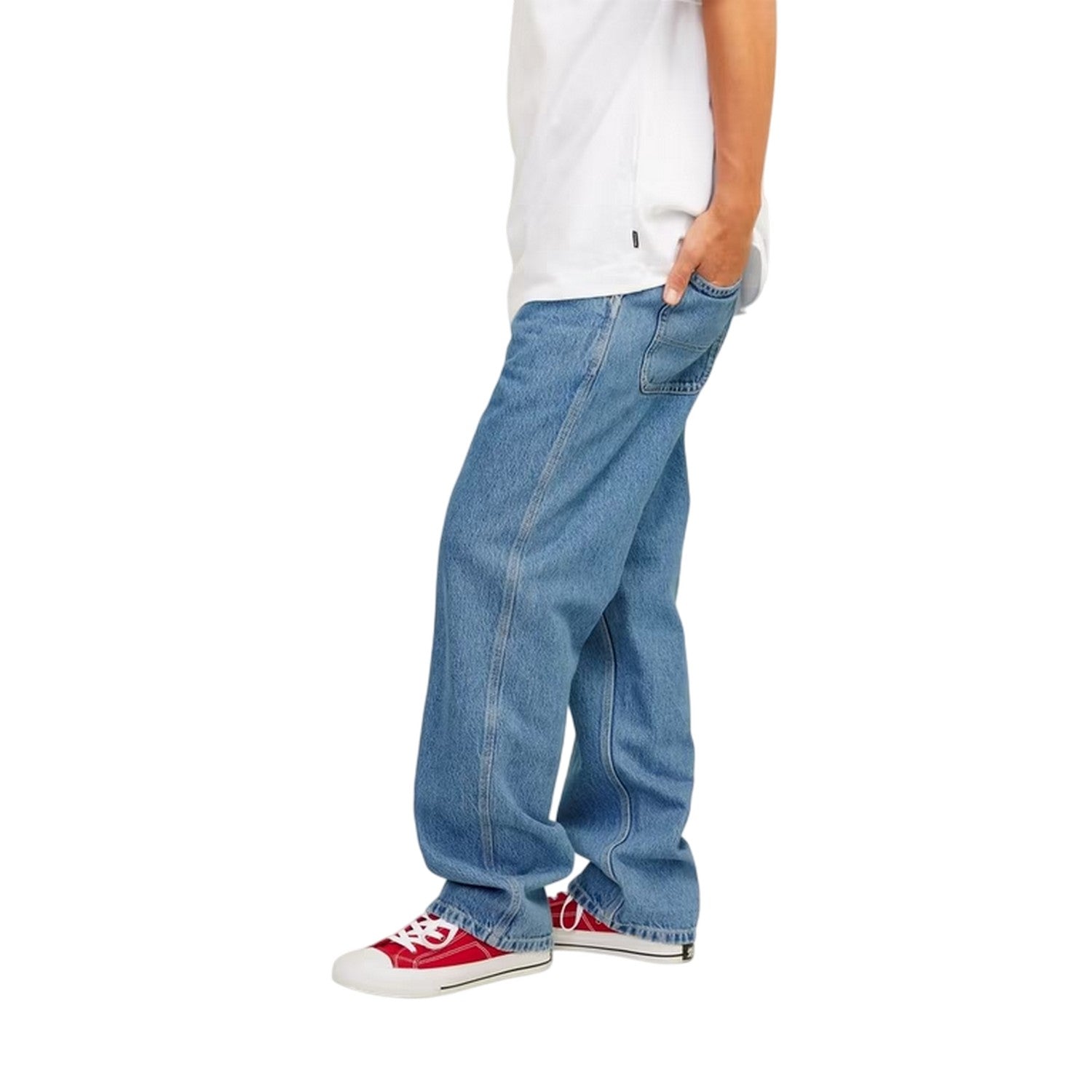 Blue Denim - Side - Jack And Jones Mens Eddie Worker Relaxed Fit Jeans