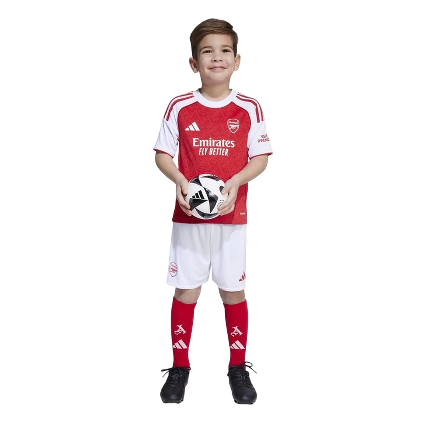 Red-White - Side - Arsenal Childrens-Kids 25-26 Home Kit Set