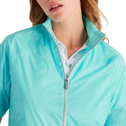 Aqua - Side - Calvin Klein Womens-Ladies Perforated Regular Golf Windbreaker