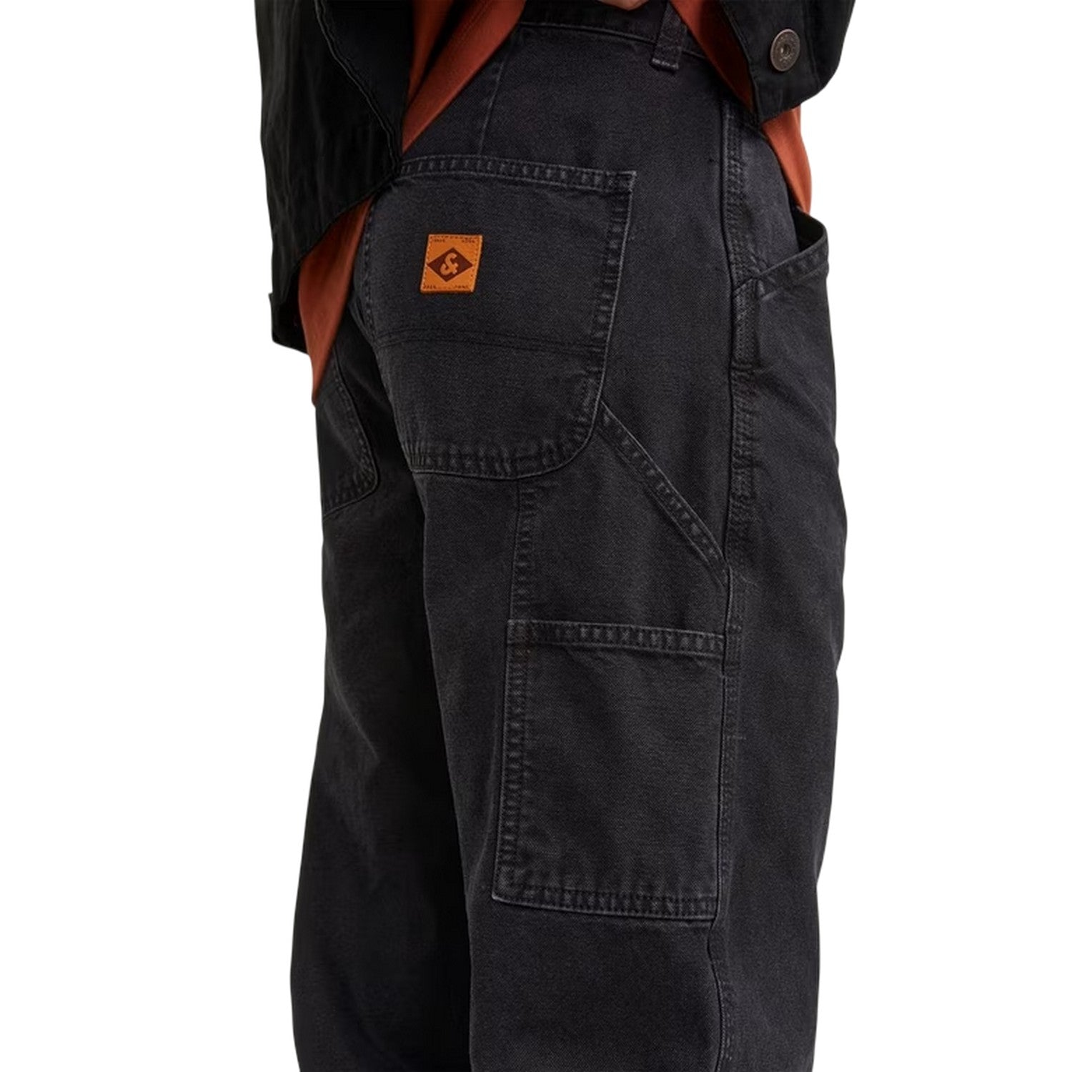 Black - Side - Jack And Jones Mens Eddie Carpenter Relaxed Fit Jeans