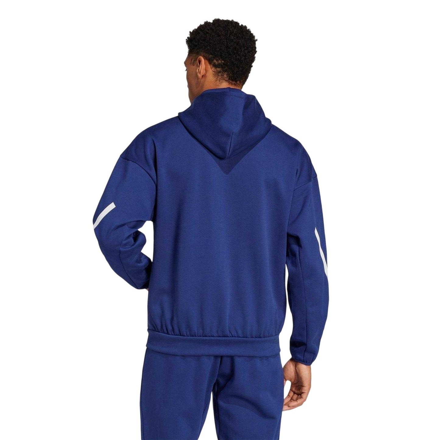 Dark Blue - Back - Adidas Mens ZNE France FFR Travel Full Zip Hoodie