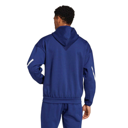 Dark Blue - Back - Adidas Mens ZNE France FFR Travel Full Zip Hoodie