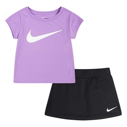 Rush-Fuchsia - Front - Nike Girls Scooter Dri-FIT Top & Skirt Set