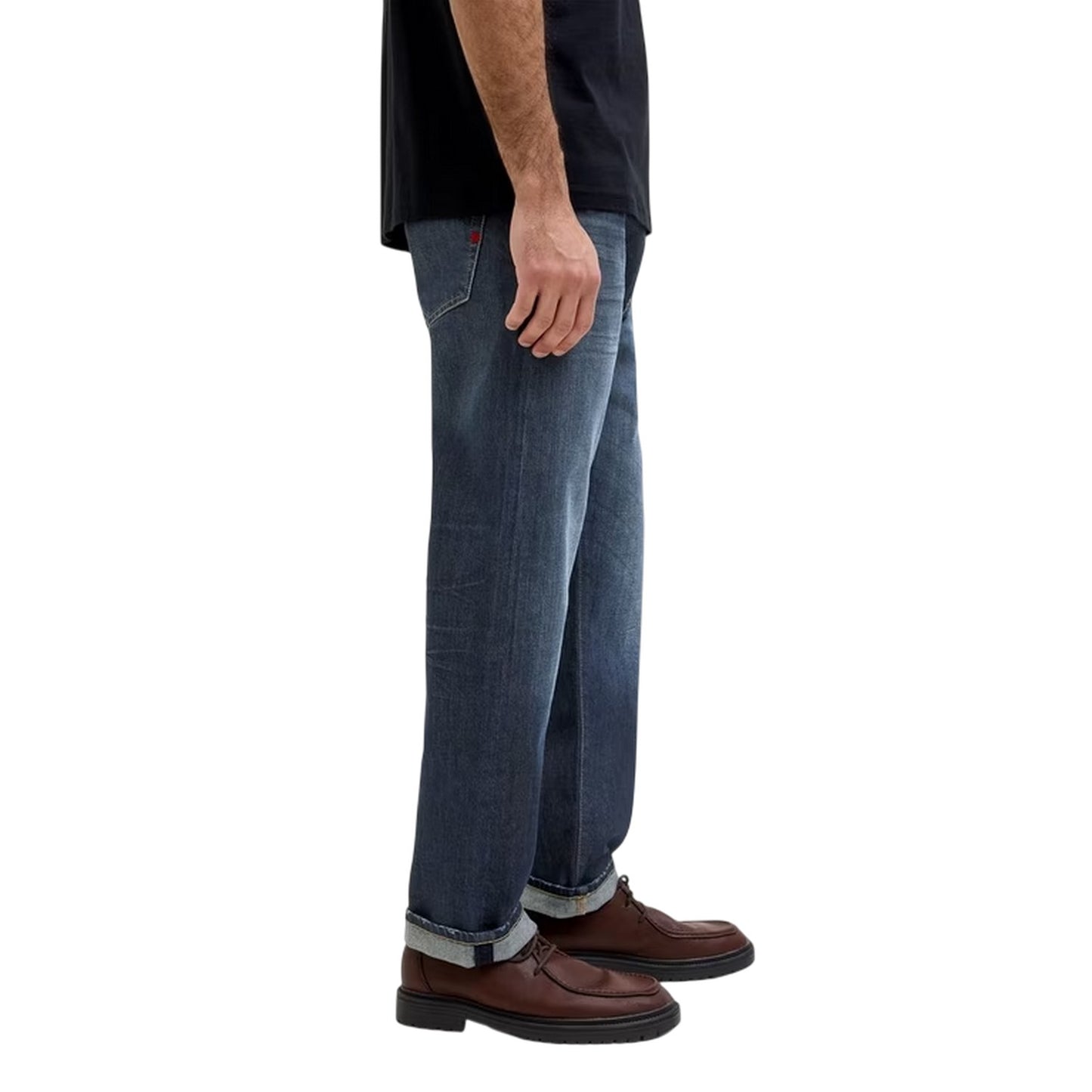 Dark Denim - Side - Jack And Jones Mens 5 Pockets Relaxed Fit Jeans