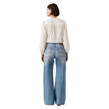 Blue - Back - Levis Womens-Ladies Easy Days Mid Rise Wide Leg Jeans