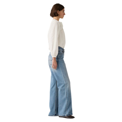 Blue - Lifestyle - Levis Womens-Ladies Easy Days Mid Rise Wide Leg Jeans