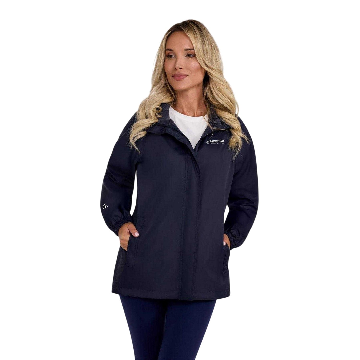 Navy - Side - Minoti Womens-Ladies Packaway Waterproof Jacket