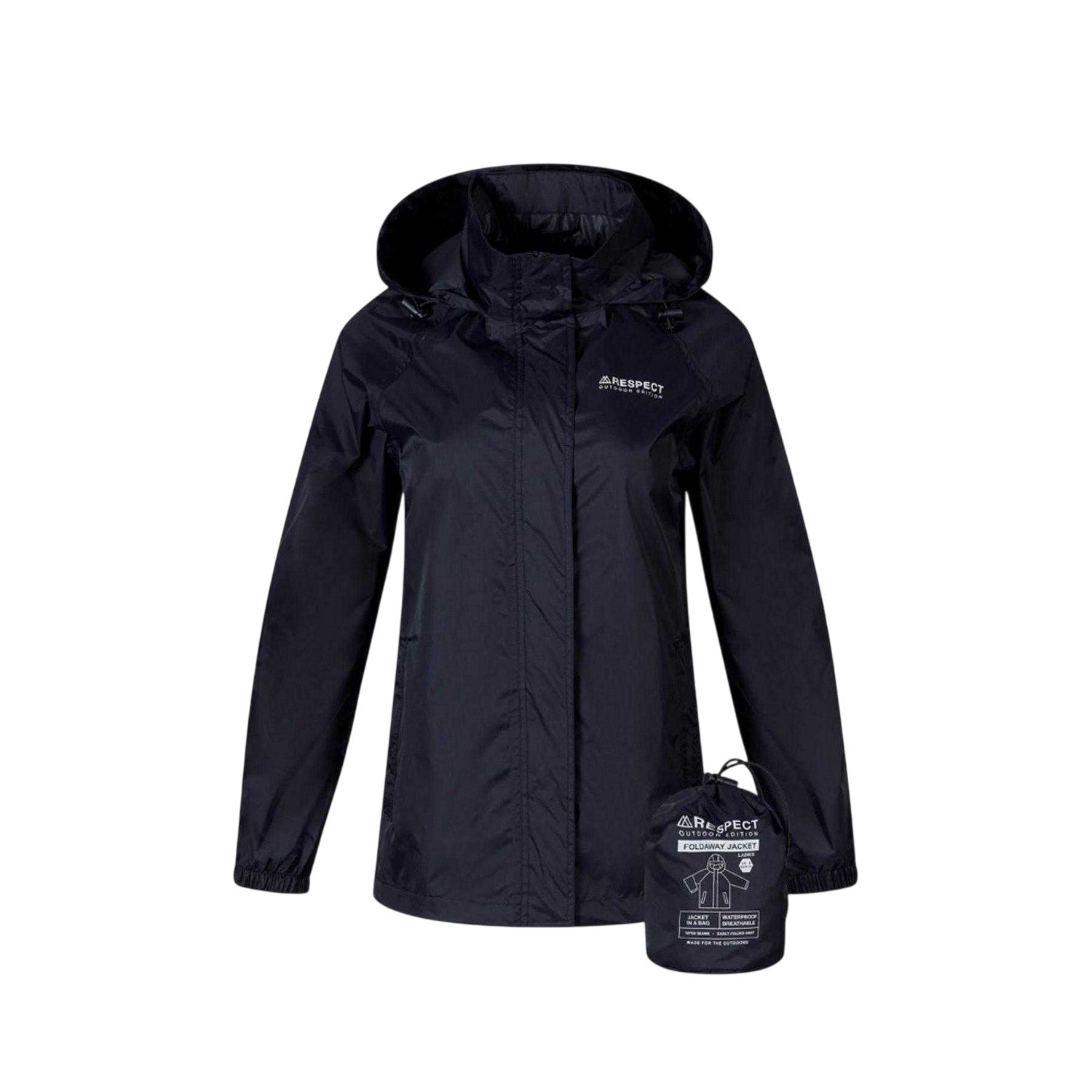 Navy - Lifestyle - Minoti Womens-Ladies Packaway Waterproof Jacket