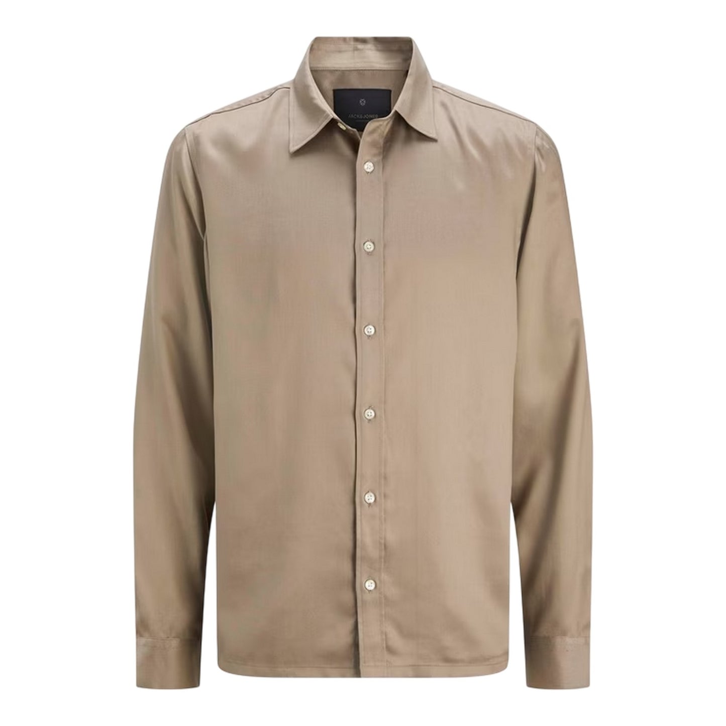 Greige - Front - Jack And Jones Mens Plain Long-Sleeved Shirt