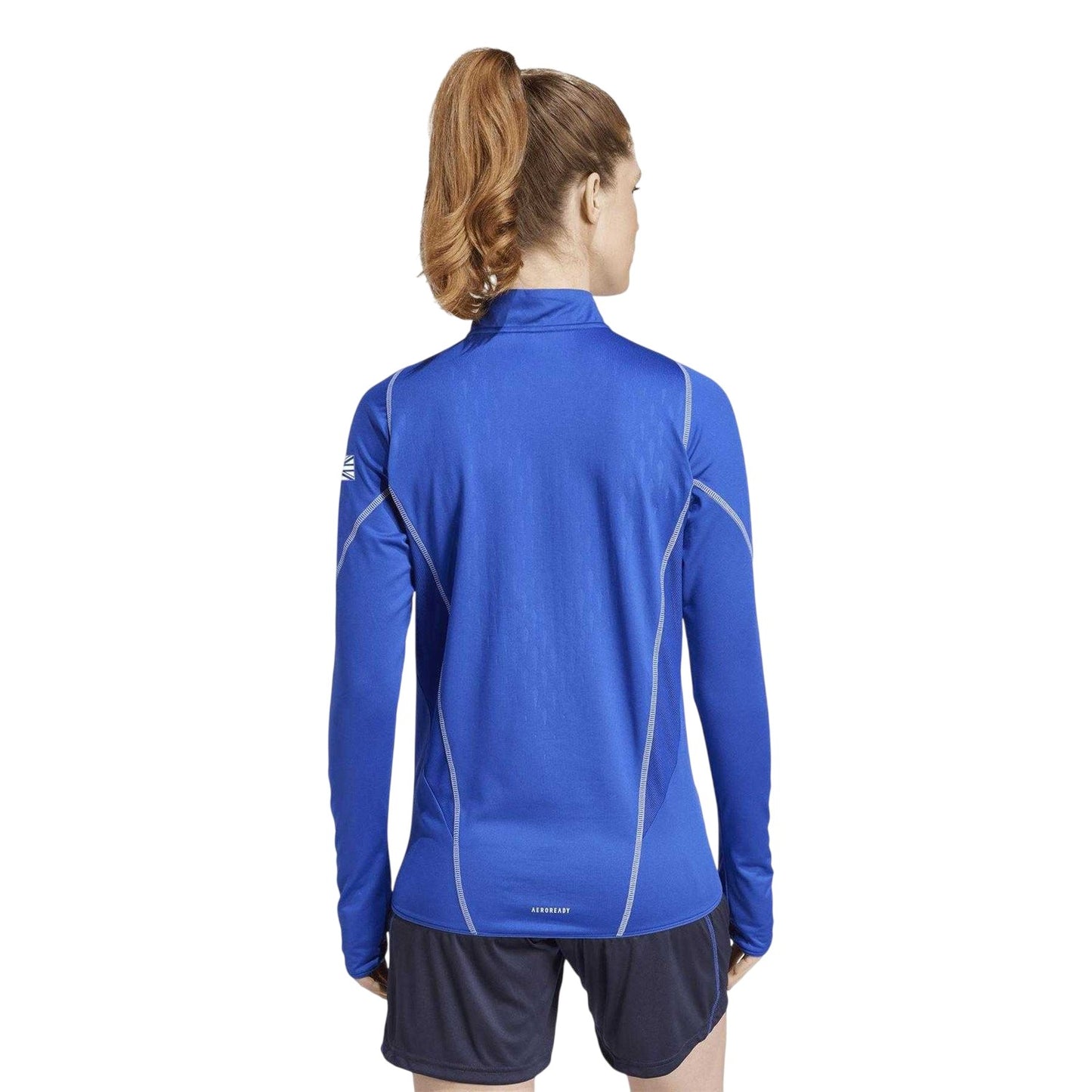 Lucid Blue - Back - Adidas Womens-Ladies Team GB Performance Quarter Zip Tracksuit Top