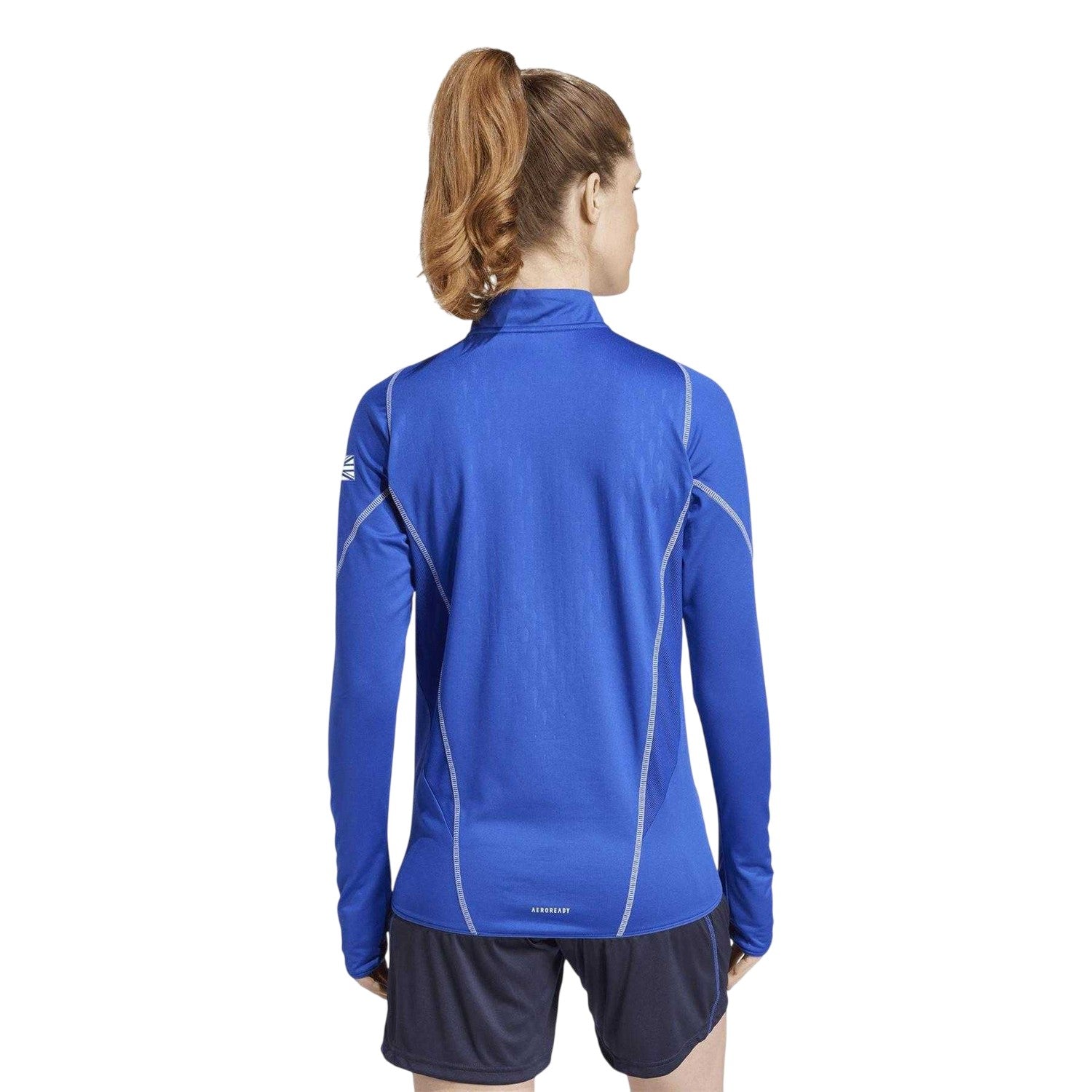Lucid Blue - Back - Adidas Womens-Ladies Team GB Performance Quarter Zip Tracksuit Top