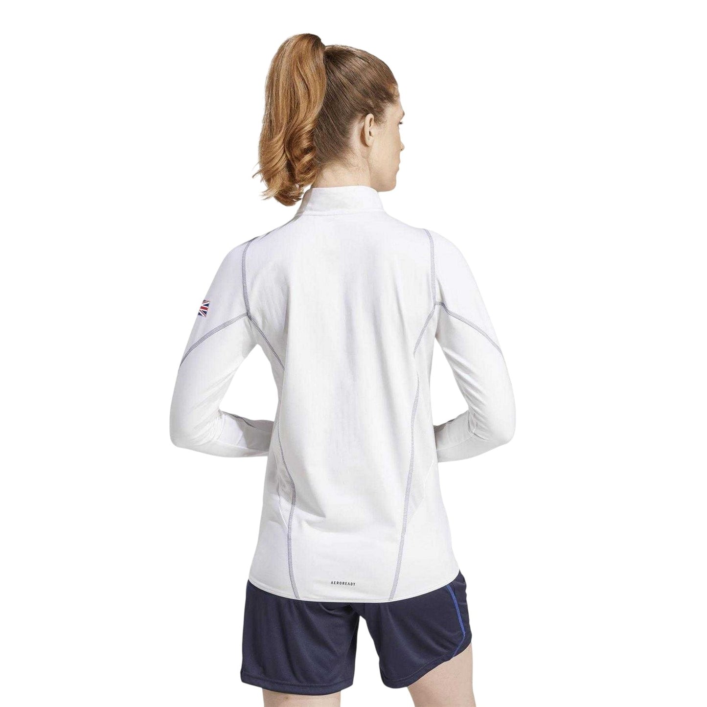 White - Back - Adidas Womens-Ladies Team GB Performance Quarter Zip Tracksuit Top