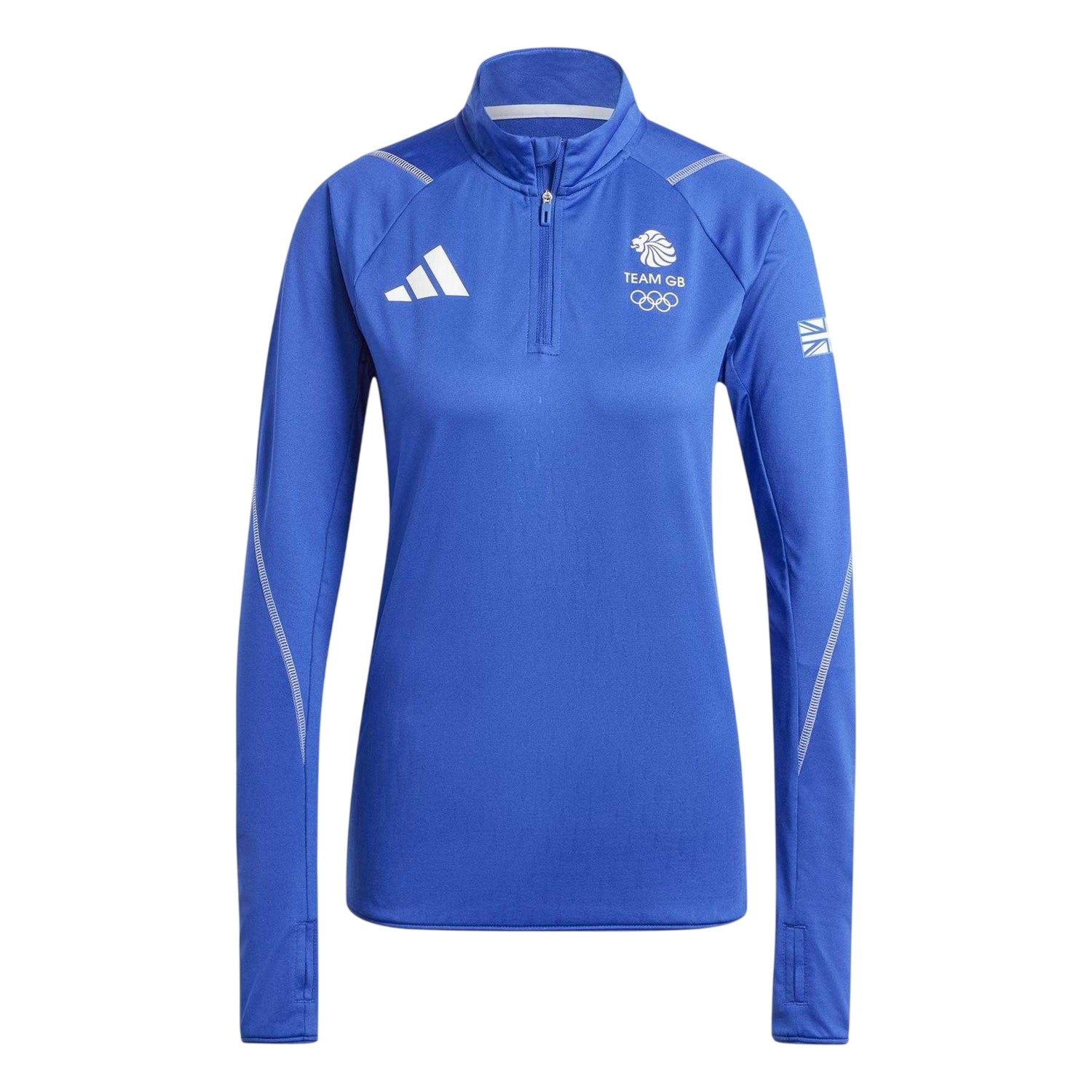 Lucid Blue - Front - Adidas Womens-Ladies Team GB Performance Quarter Zip Tracksuit Top