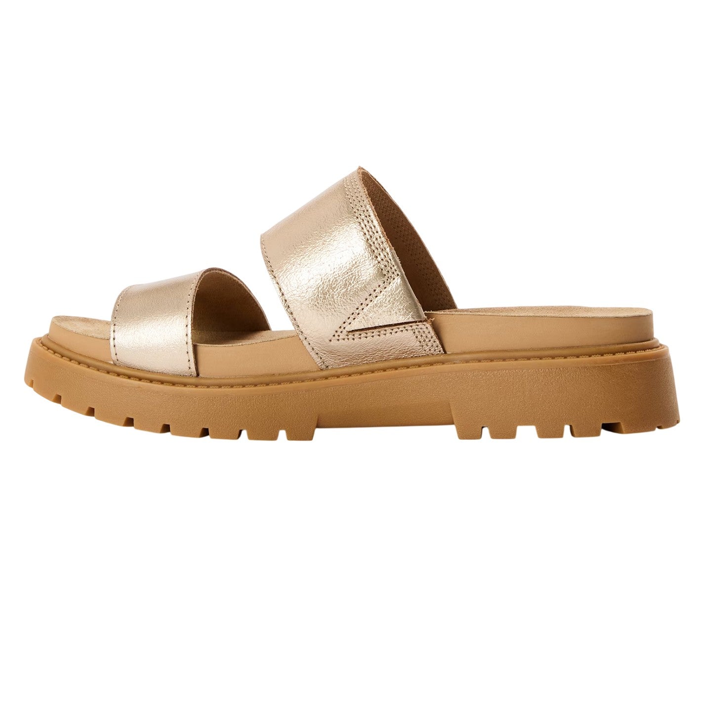Metallic Gold - Back - Timberland Womens-Ladies Clairemont Leather Slides