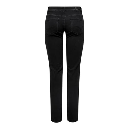 Washed Black - Back - Only Womens-Ladies Denim Straight Leg Jeans