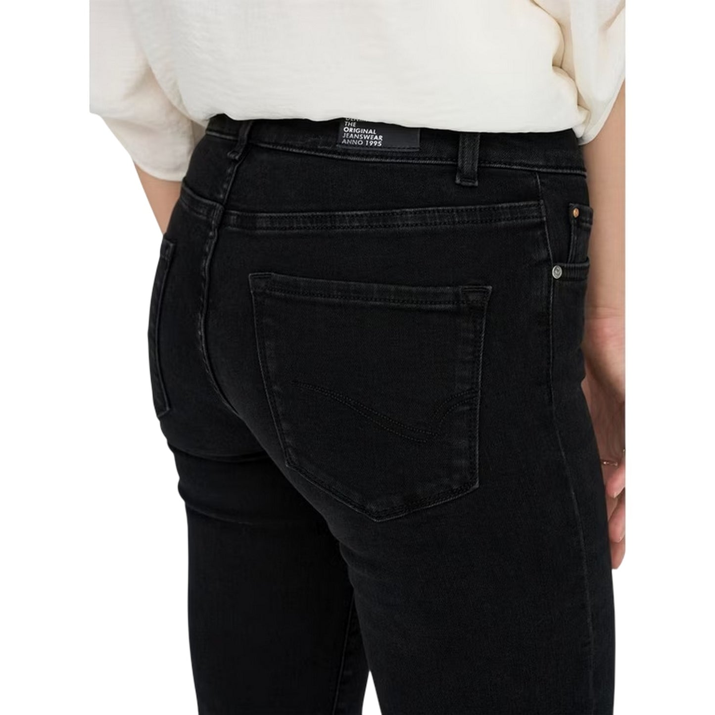 Washed Black - Side - Only Womens-Ladies Denim Straight Leg Jeans