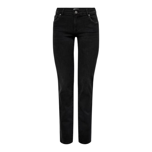 Washed Black - Front - Only Womens-Ladies Denim Straight Leg Jeans