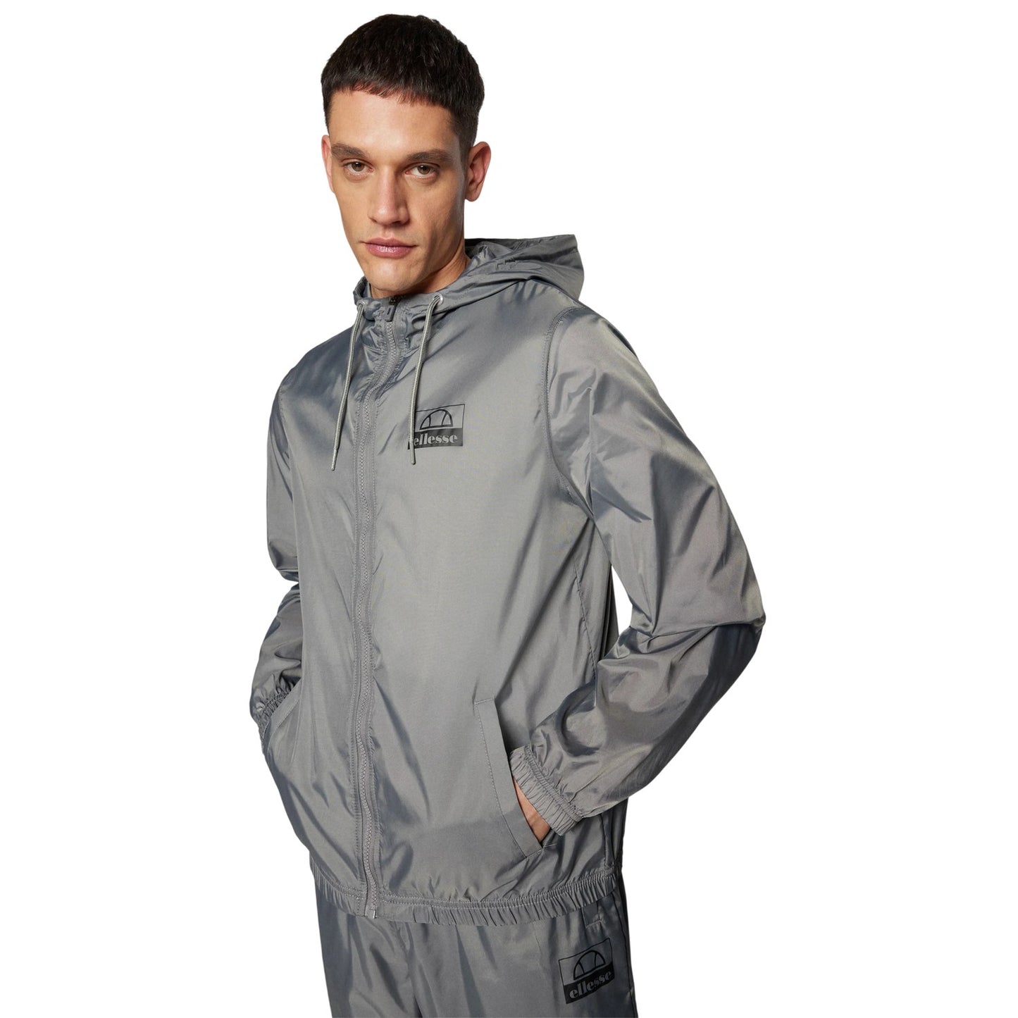 Grey - Side - Ellesse Mens Hybrid Jacket and Trousers Set