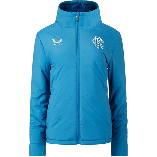 Blue-Deep Blue - Front - Castore Womens-Ladies Rangers FC Puffer Jacket