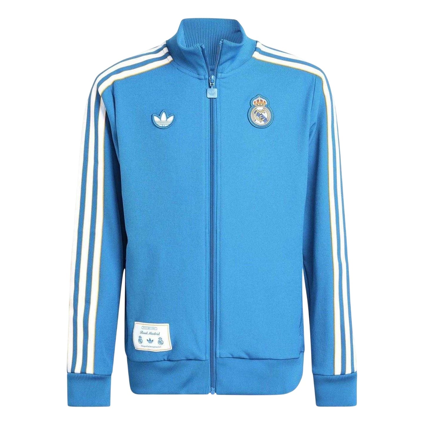 Blue-White - Front - Adidas Childrens-Kids Terrace Icons Real Madrid CF Tracksuit Top