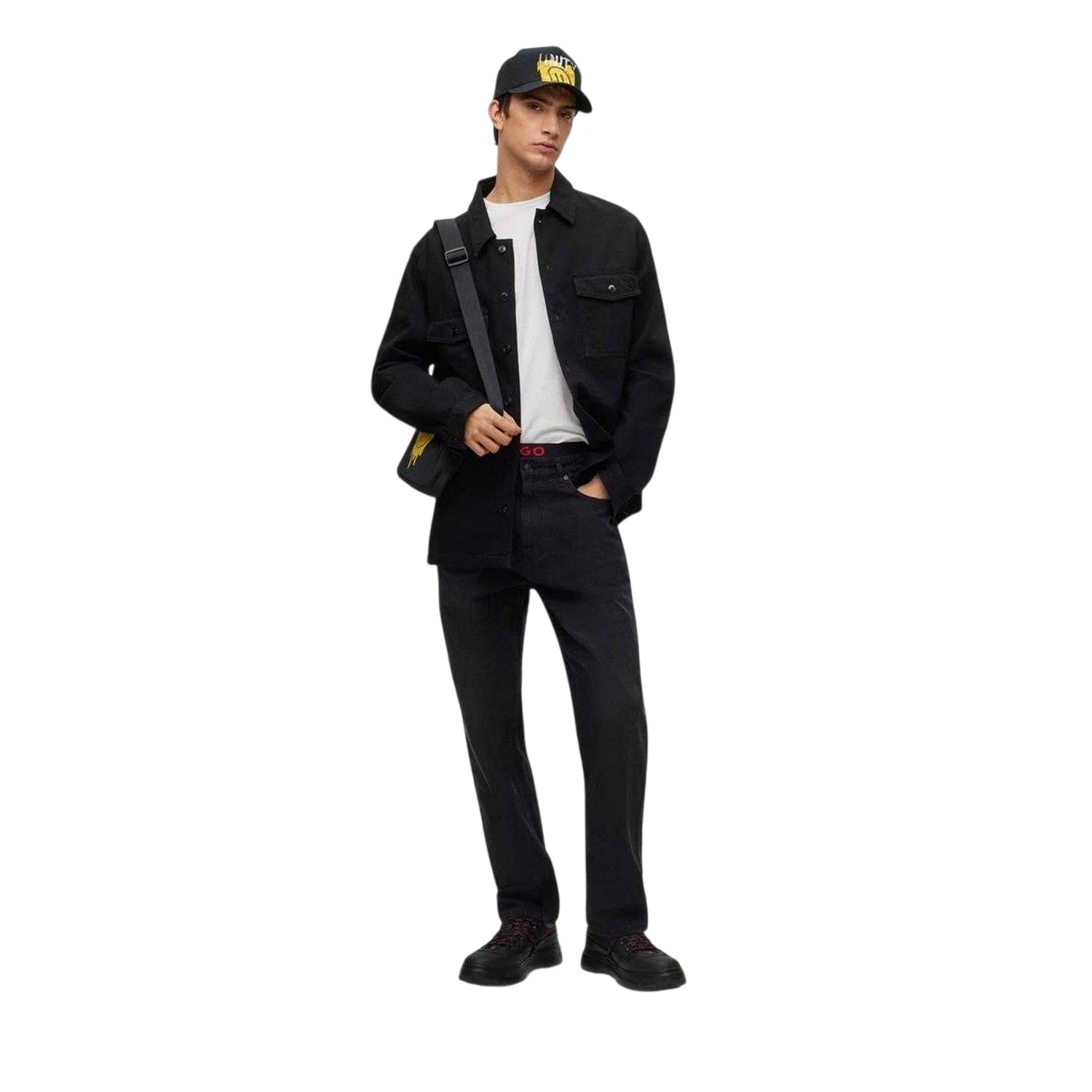 Black - Lifestyle - Hugo Mens Graffiti Face 5 Pockets Slim Jeans