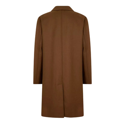 Rust-Copper - Back - Hugo Mens Plain Lapel Collar Overcoat