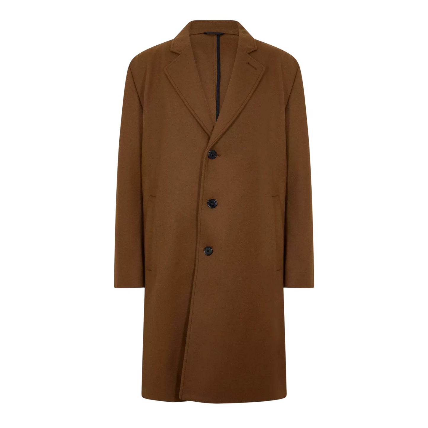 Rust-Copper - Front - Hugo Mens Plain Lapel Collar Overcoat