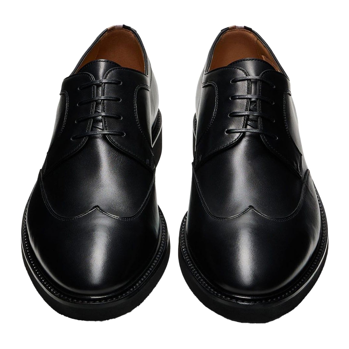 Black - Front - Boss Mens Jerrard Leather Derby Shoes
